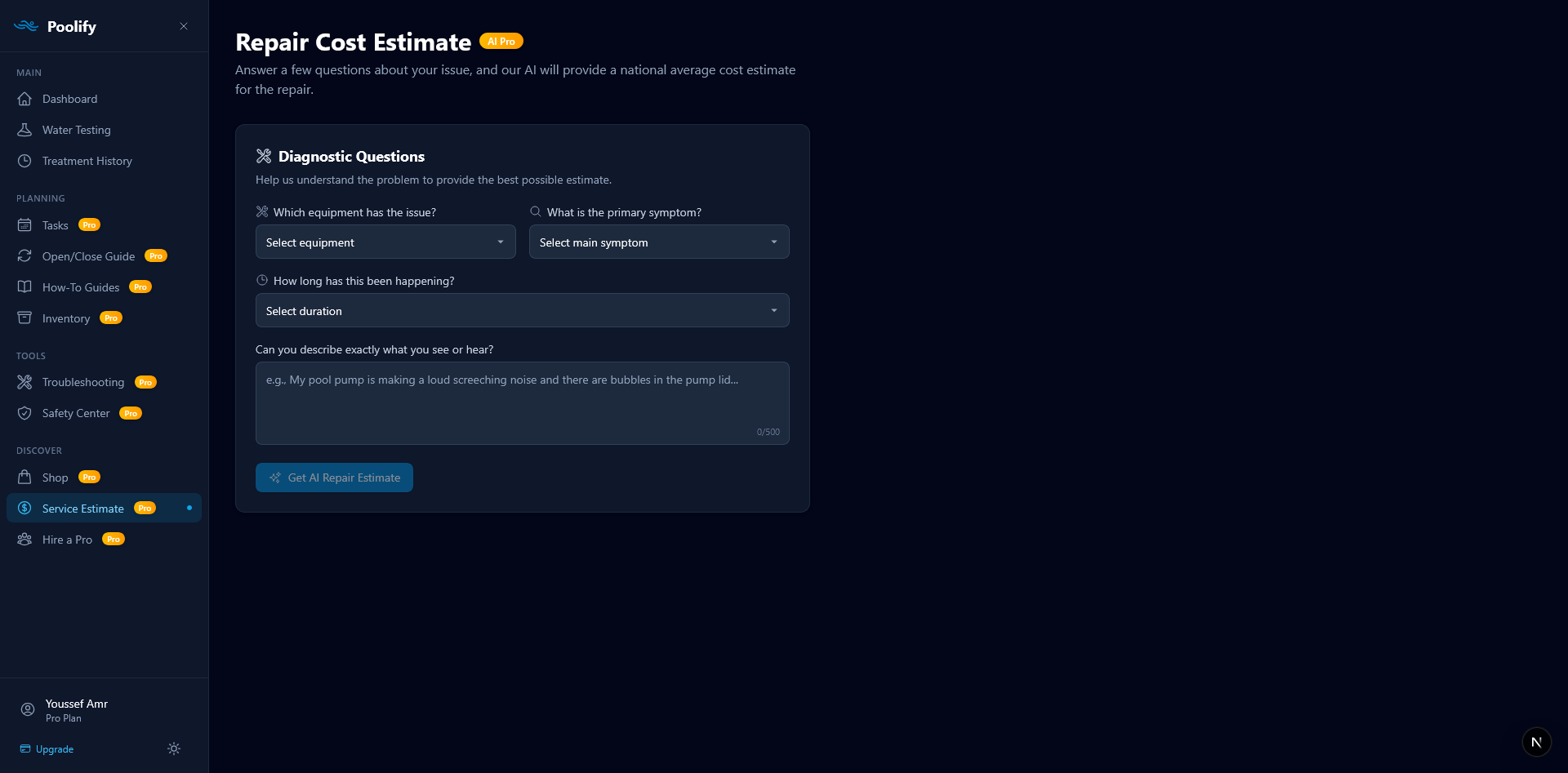 Service Estimate — Empty