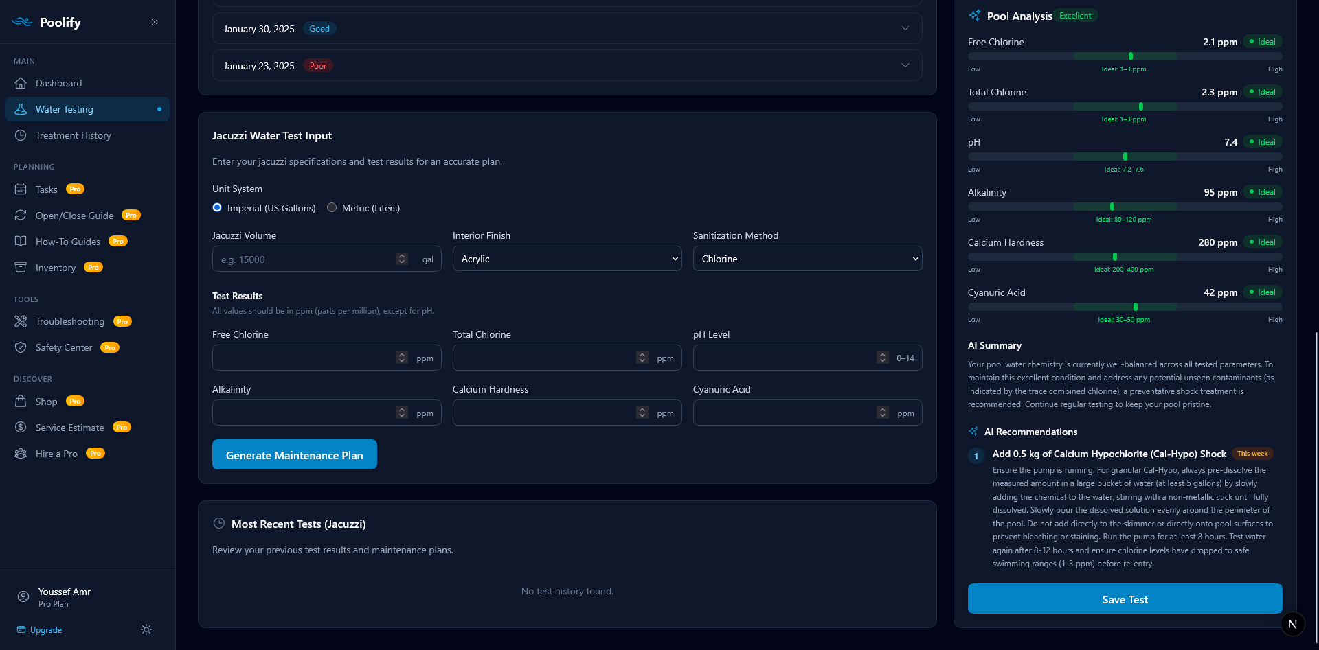 Water Testing — Jacuzzi