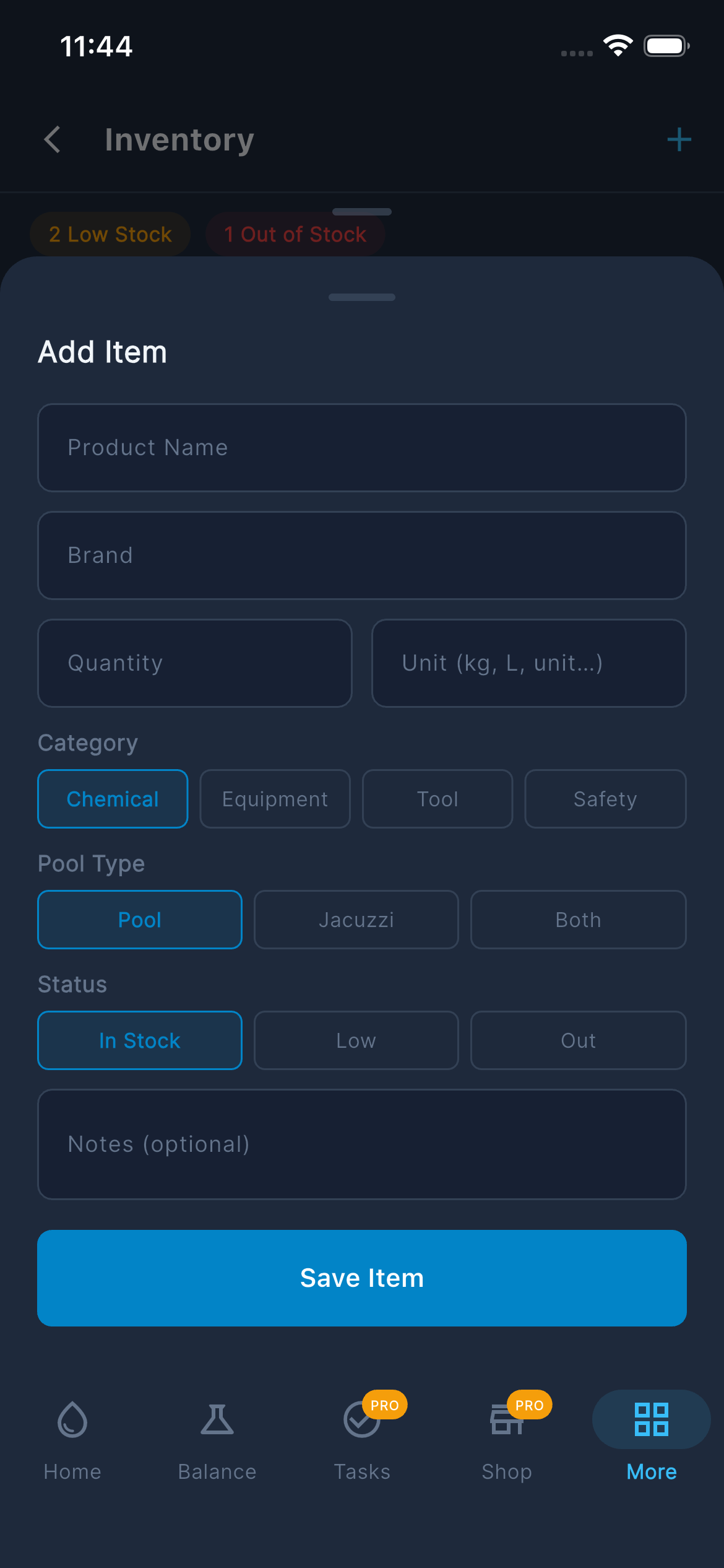 Inventory — Add Item