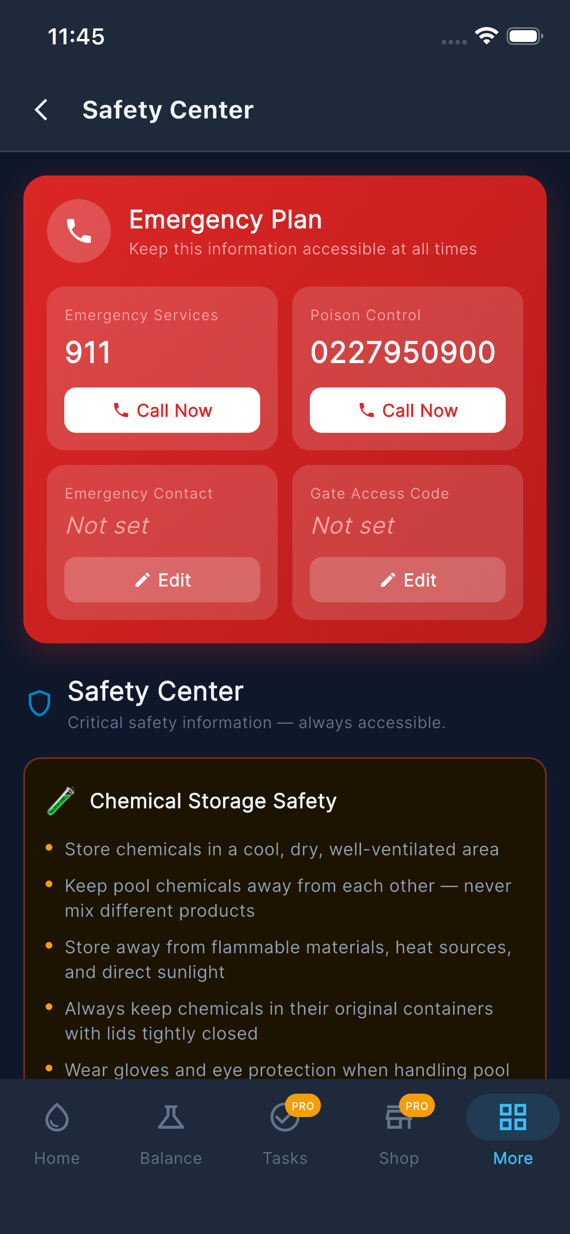 Safety Center — Emergency