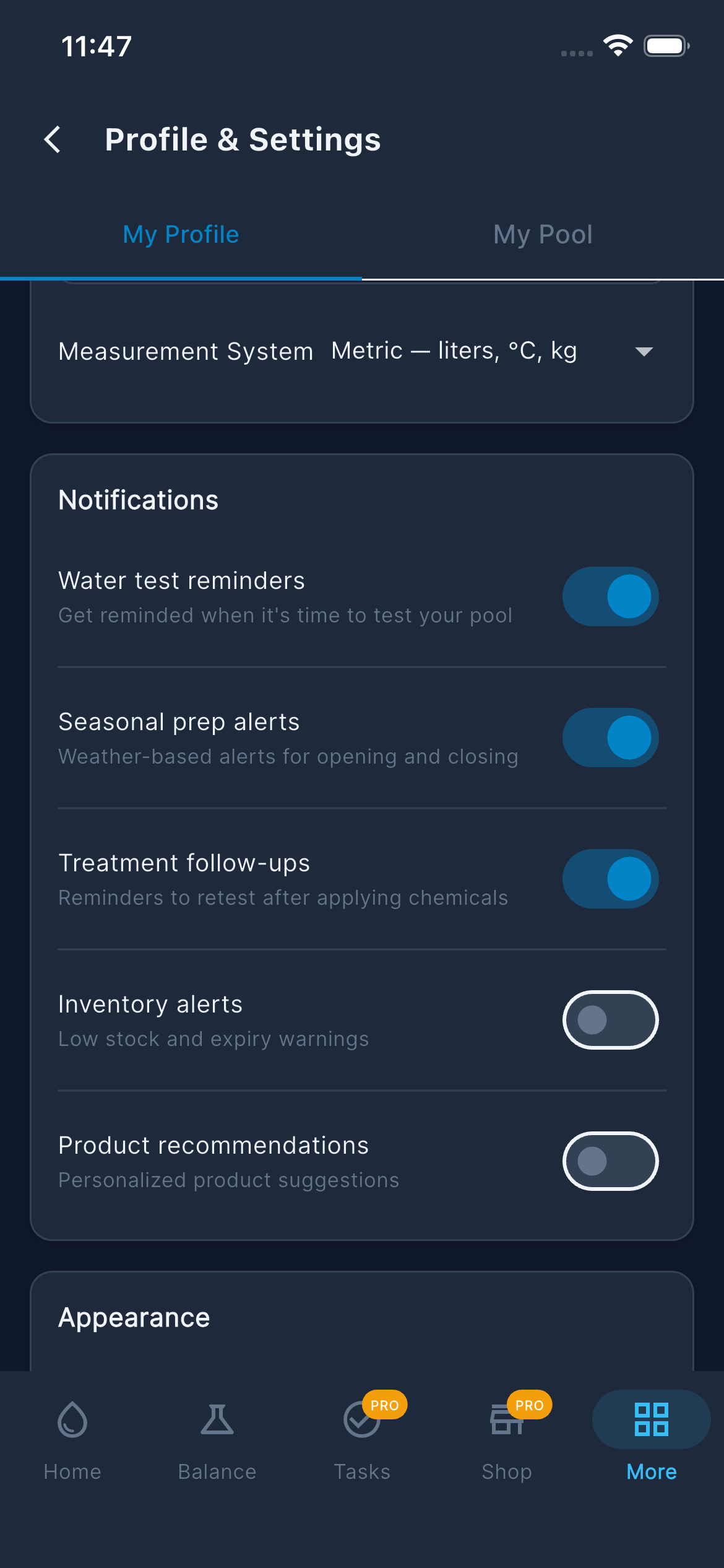 Settings — Notifications