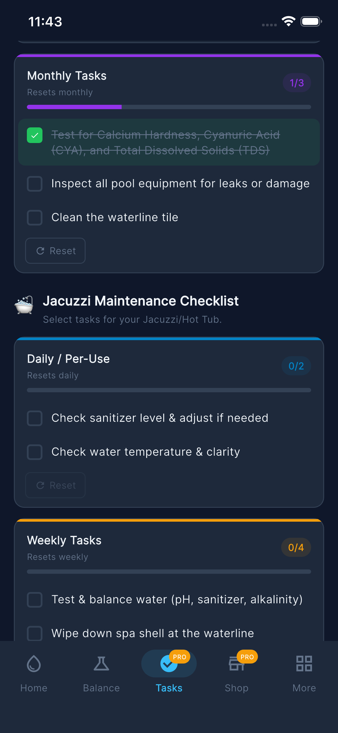 Task Scheduler — Jacuzzi Checklist
