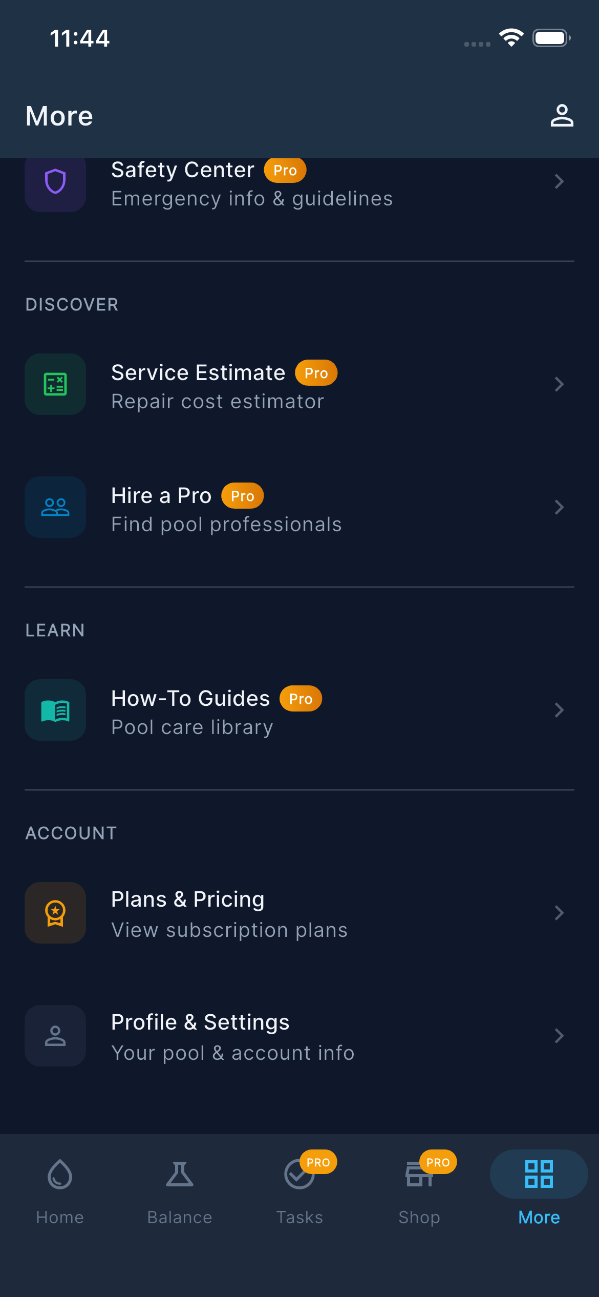 More — Discover & Account