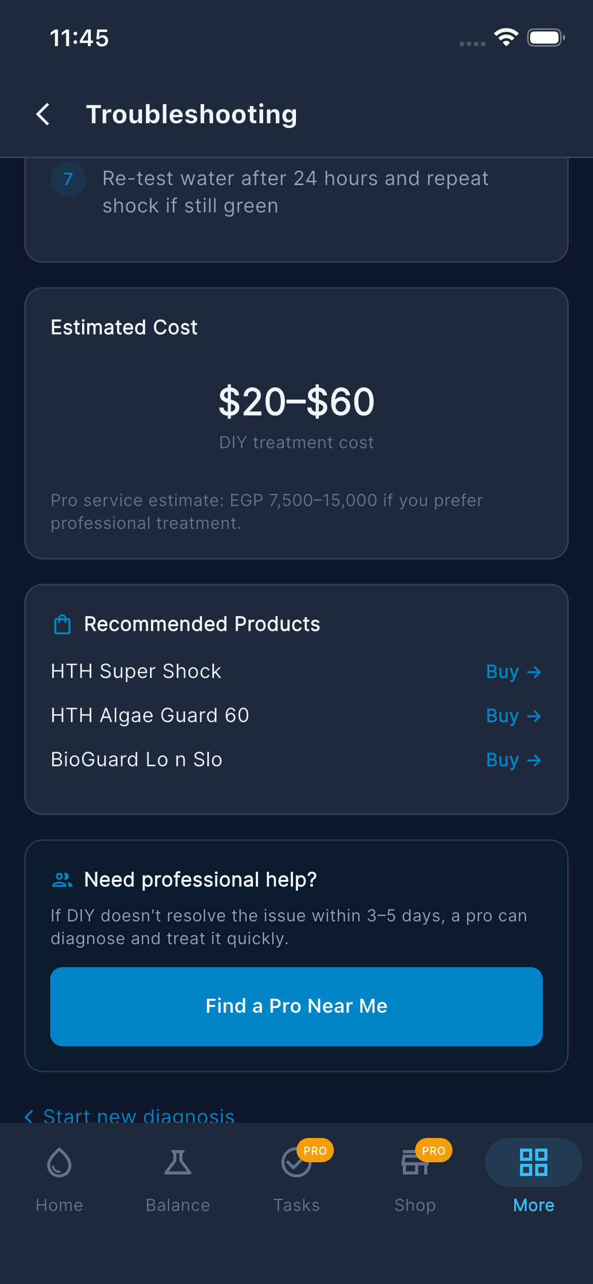 Troubleshooting — Cost & Products