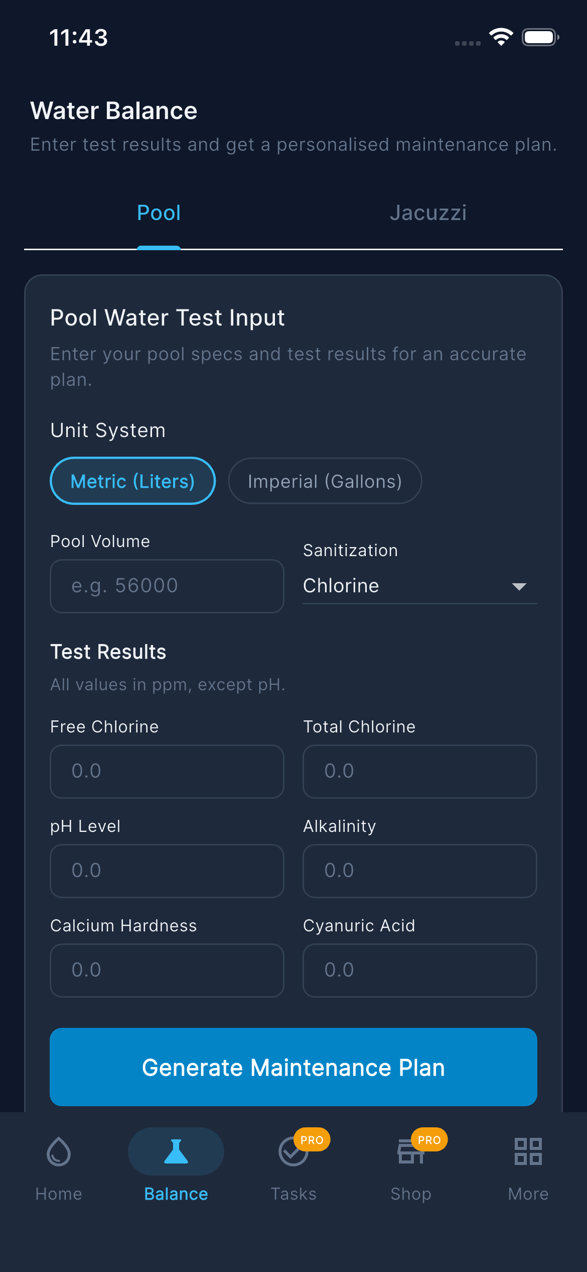 Water Balance — Input