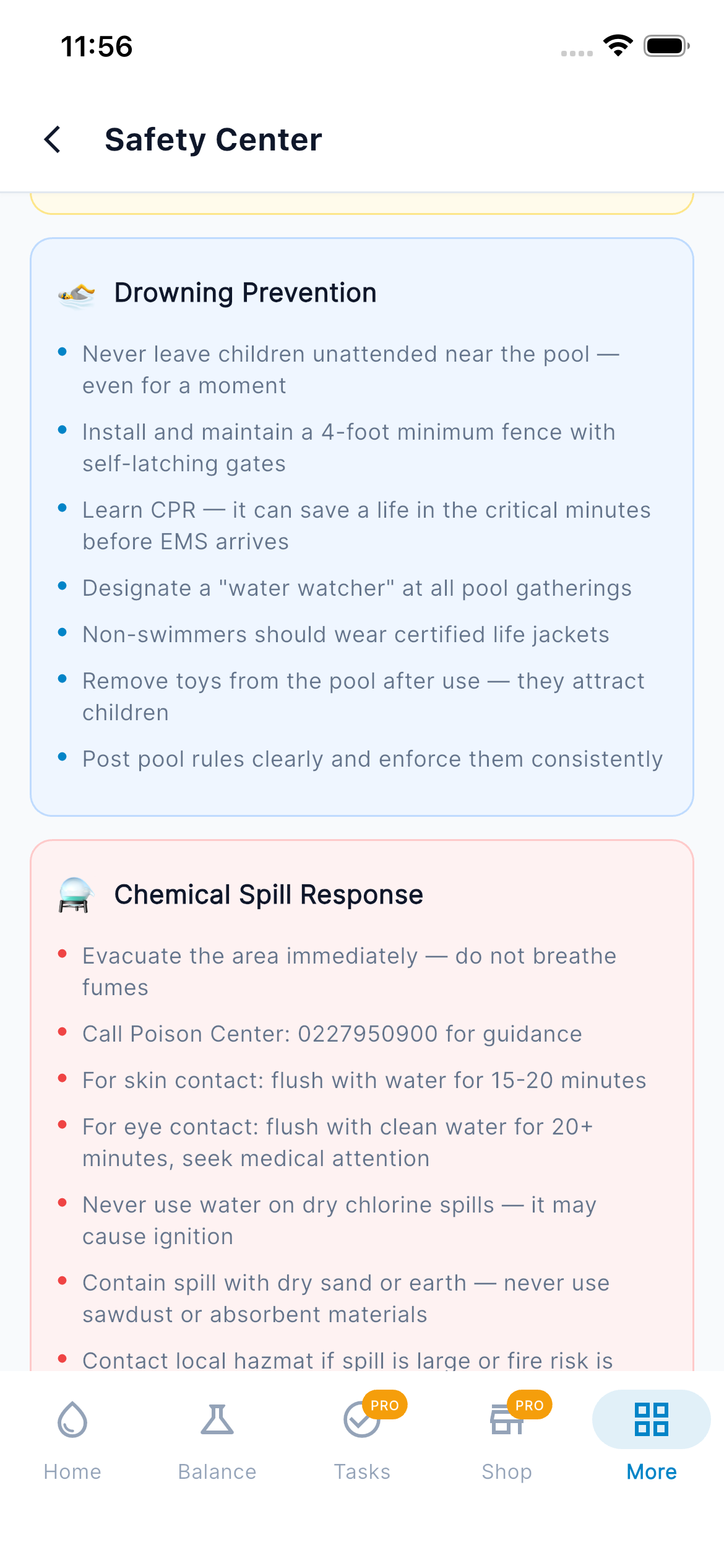 Safety Center — Spill & First Aid