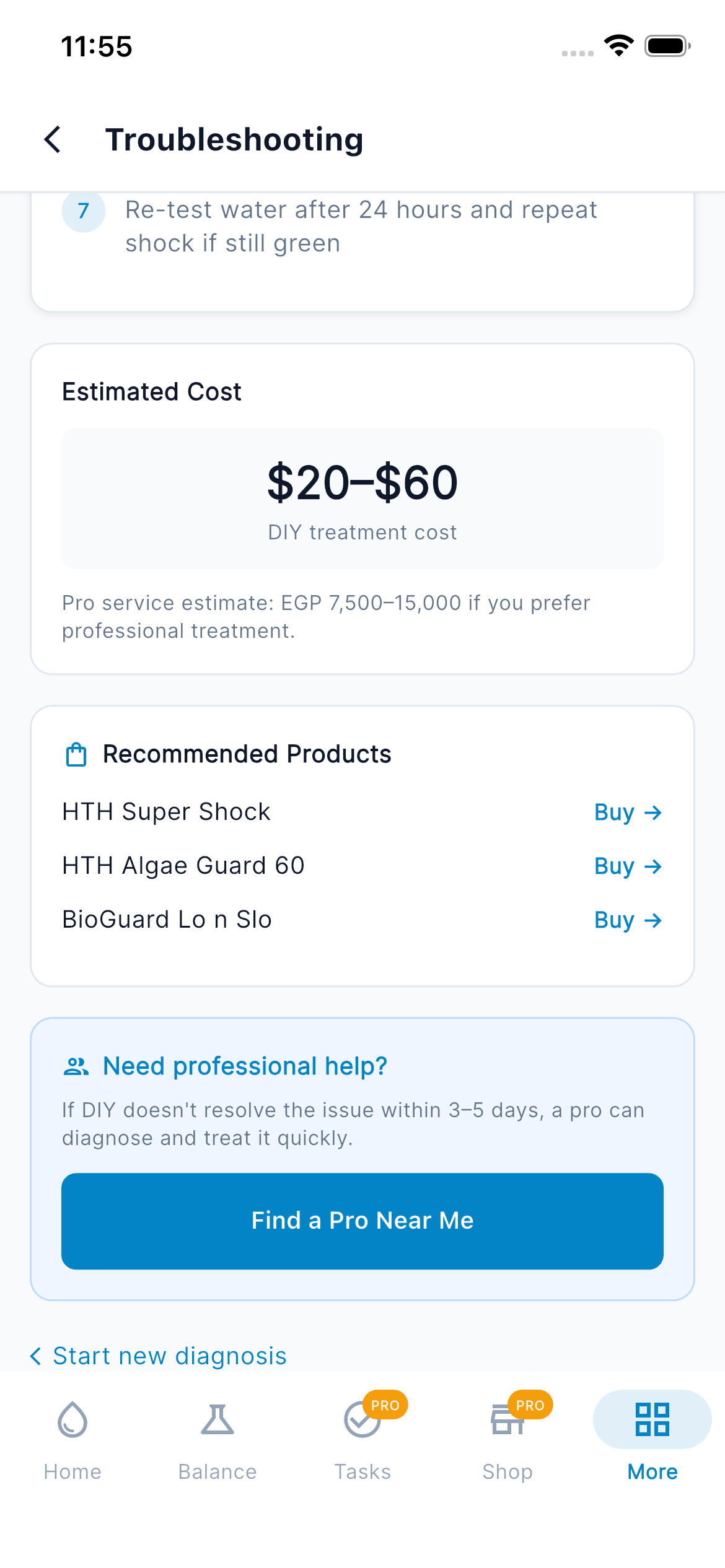 Troubleshooting — Cost & Products