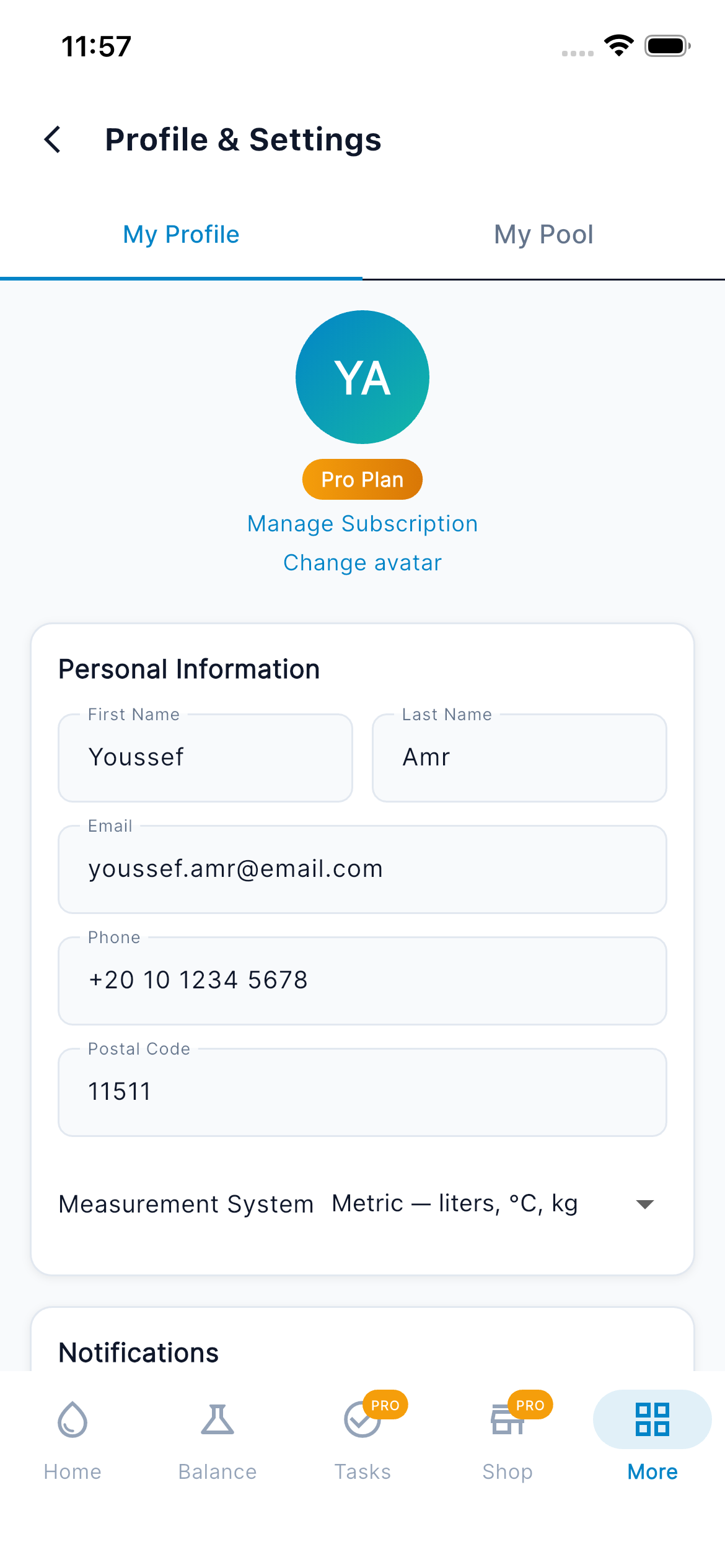 Settings — Notifications