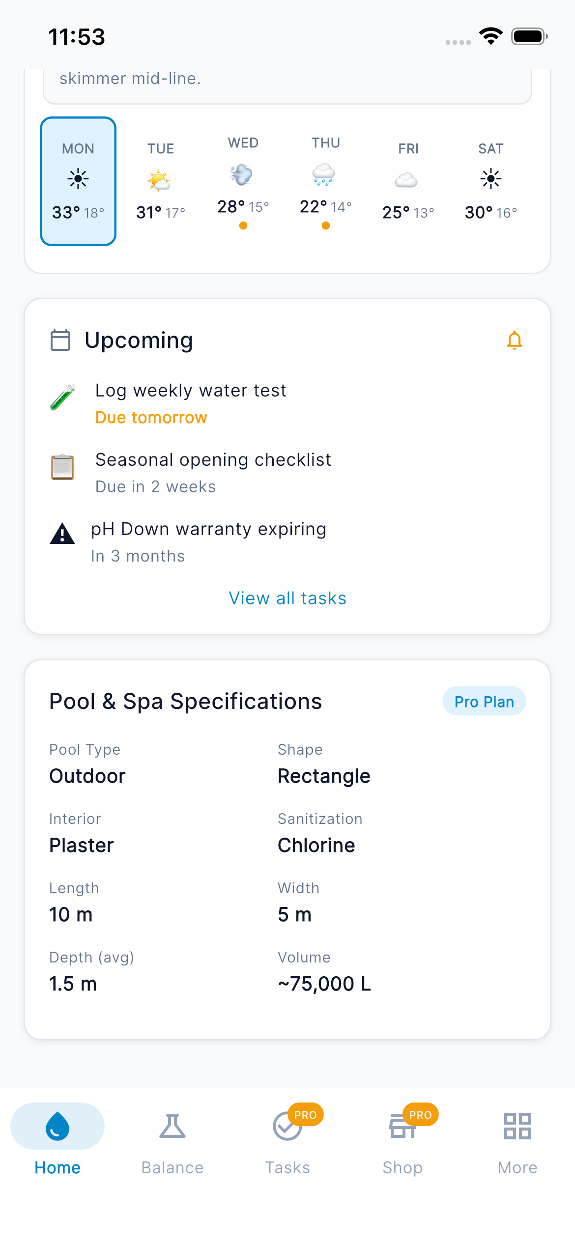 Water Balance — Pool Analysis