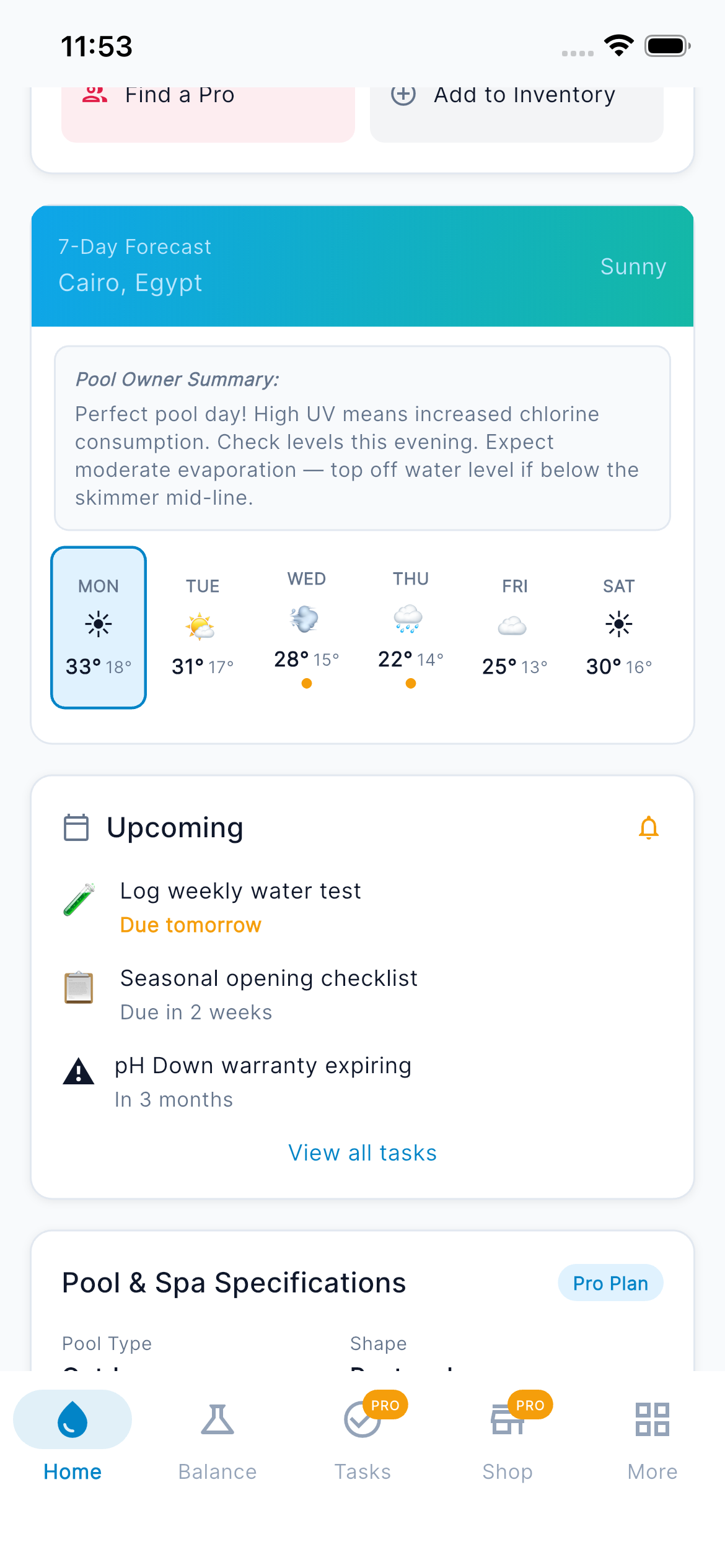 Water Balance — Input