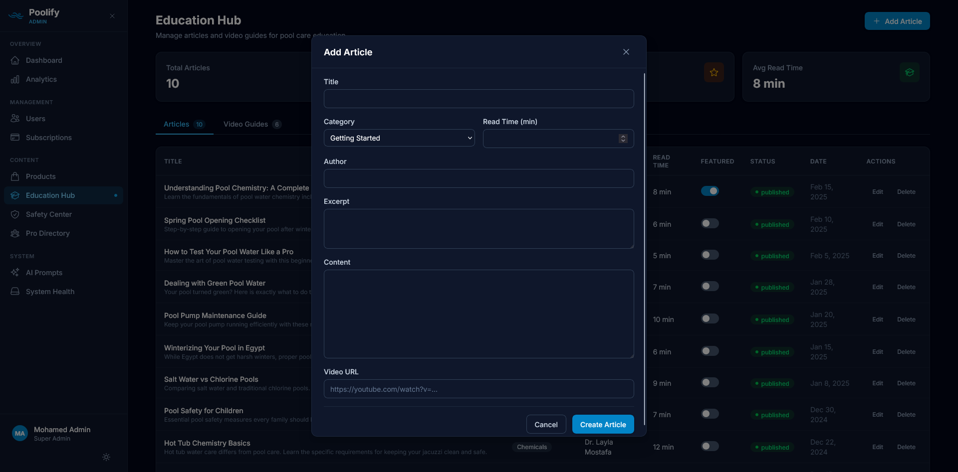 Education Hub — Add Article