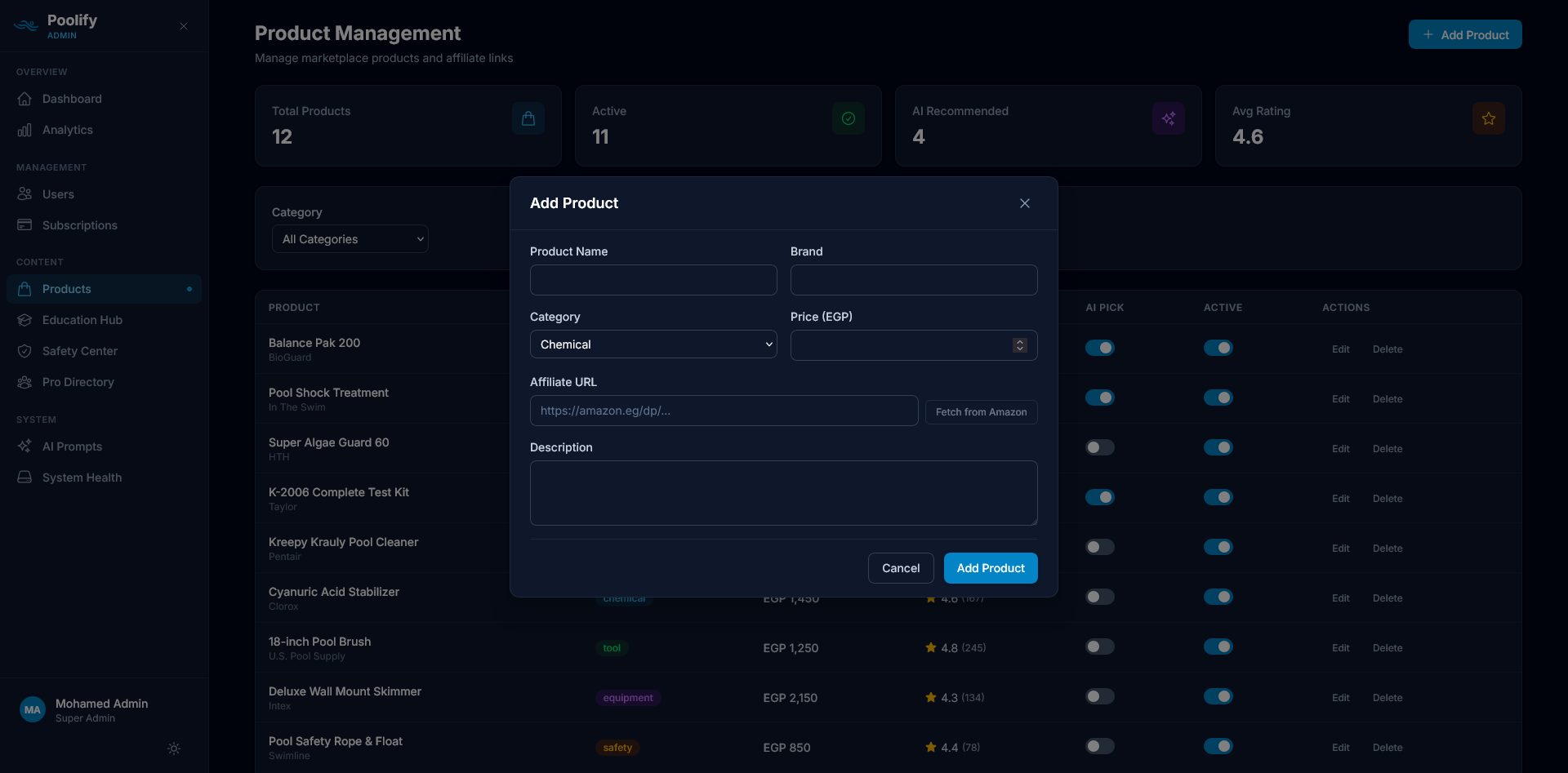 Product Management — Add Product