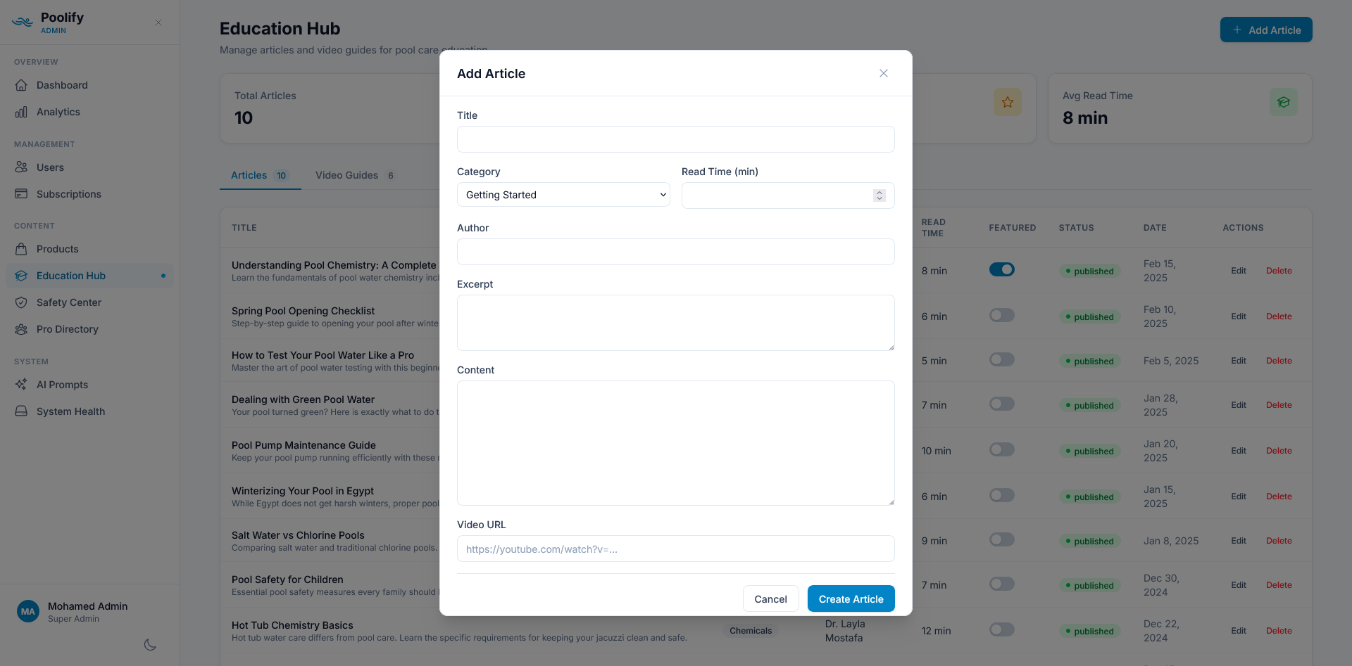 Education Hub — Add Article