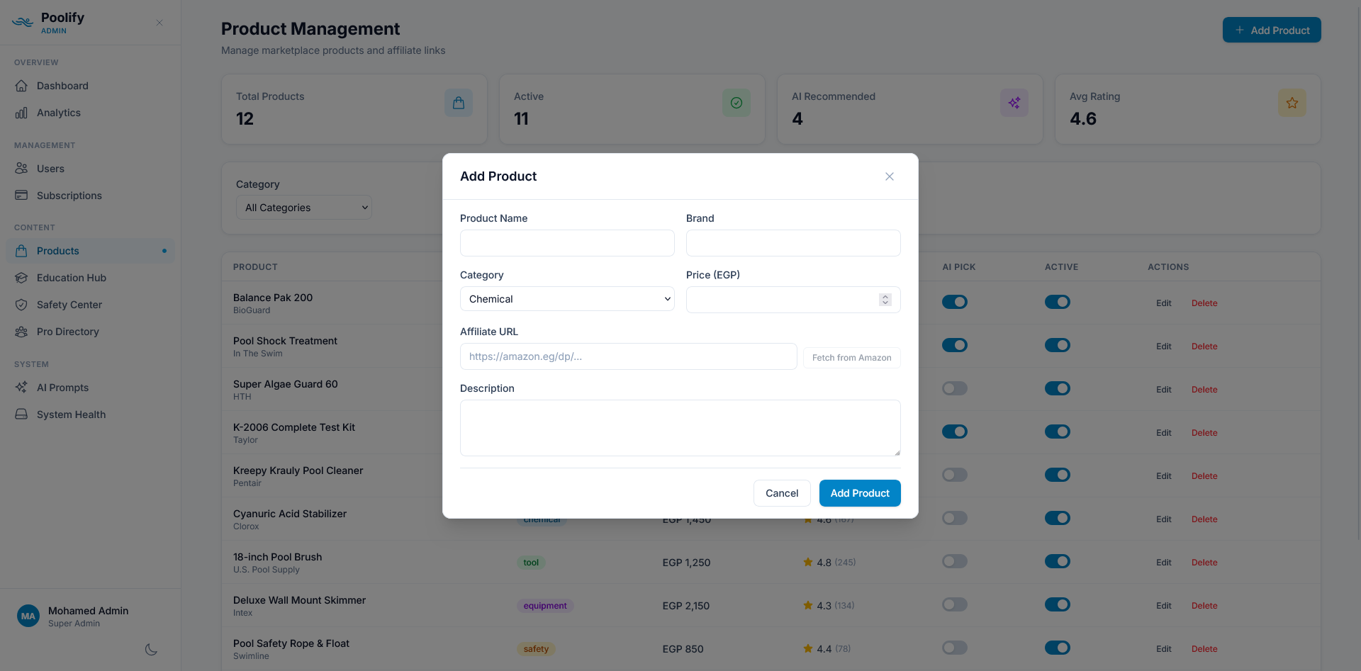 Product Management — Add Product