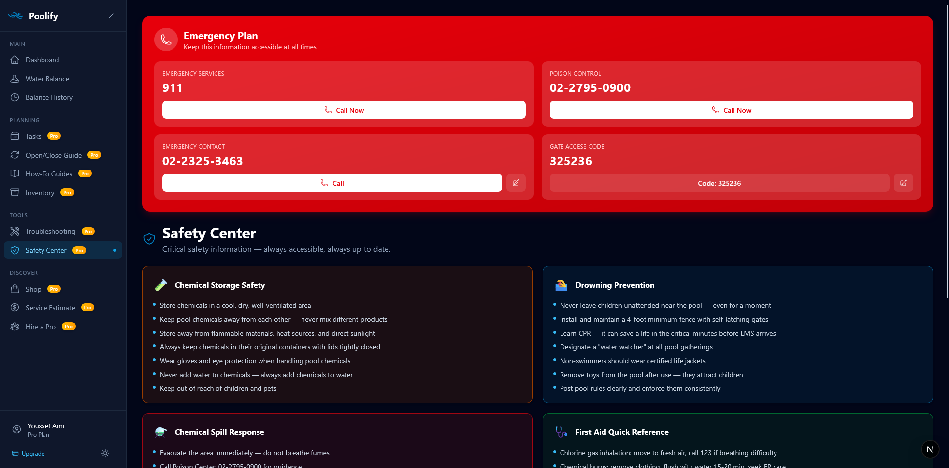 Safety Center — Emergency Plan (Filled)