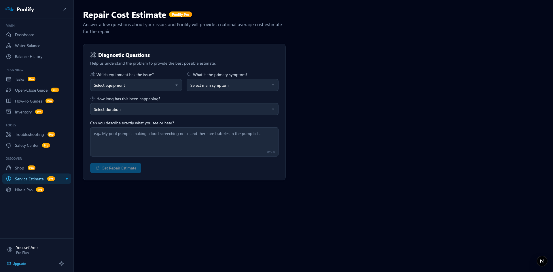 Service Estimate — Form