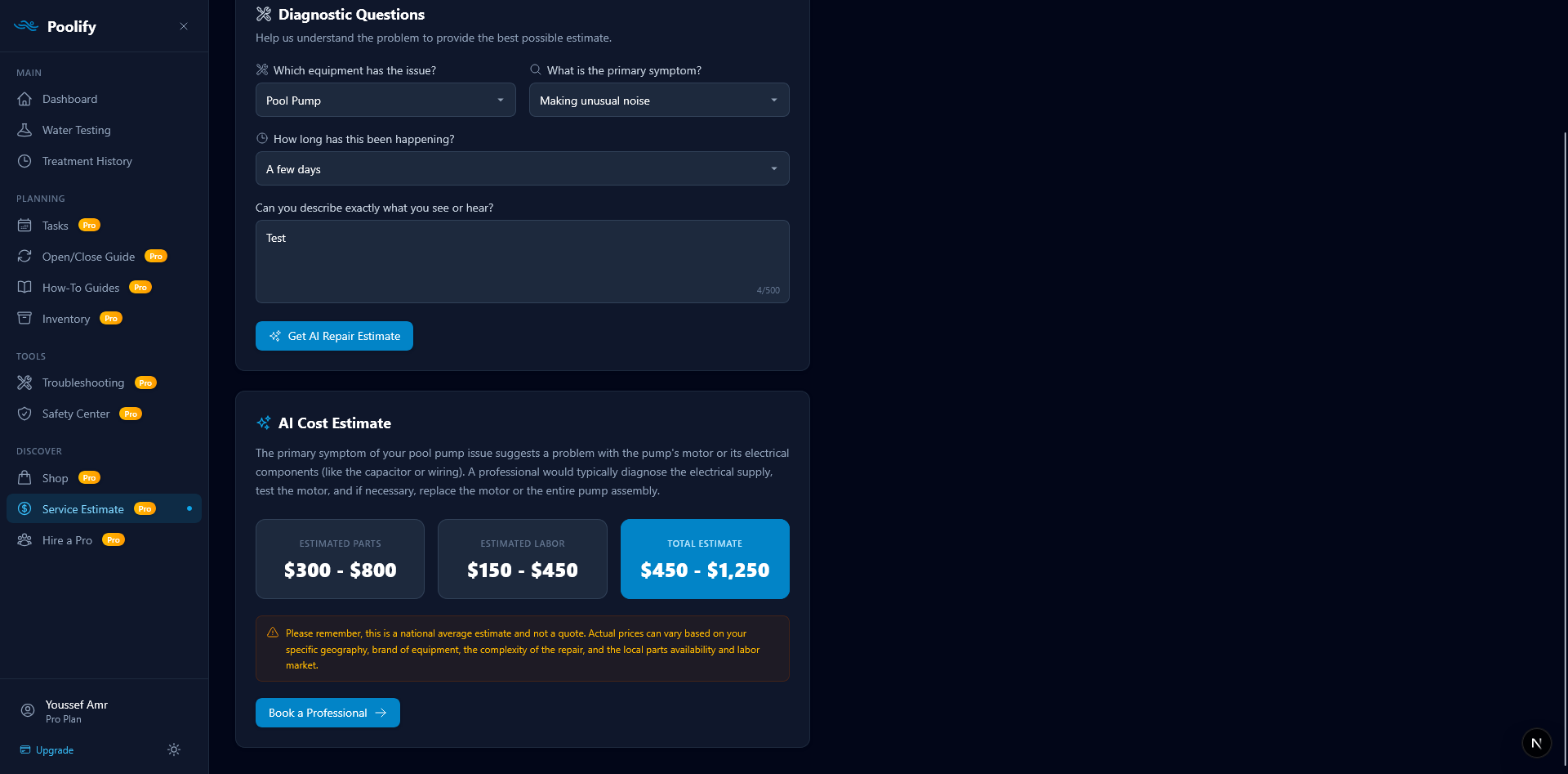 Service Estimate — Results (Scrolled)