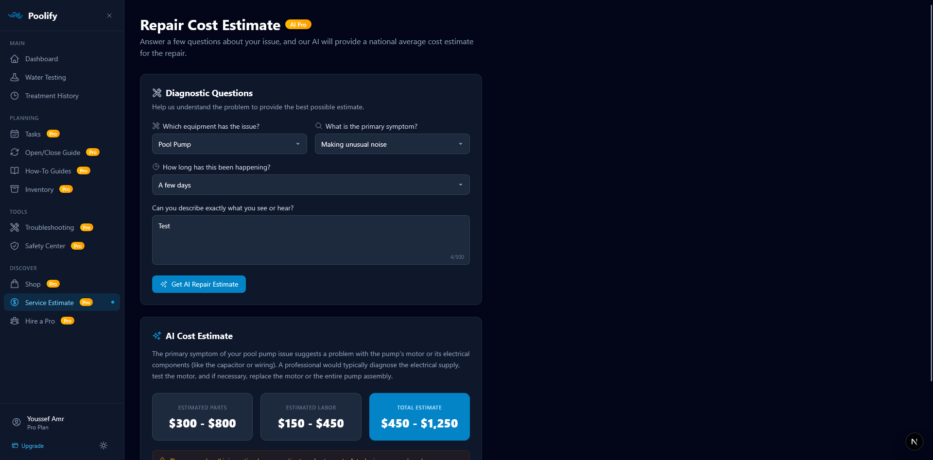 Service Estimate — Results