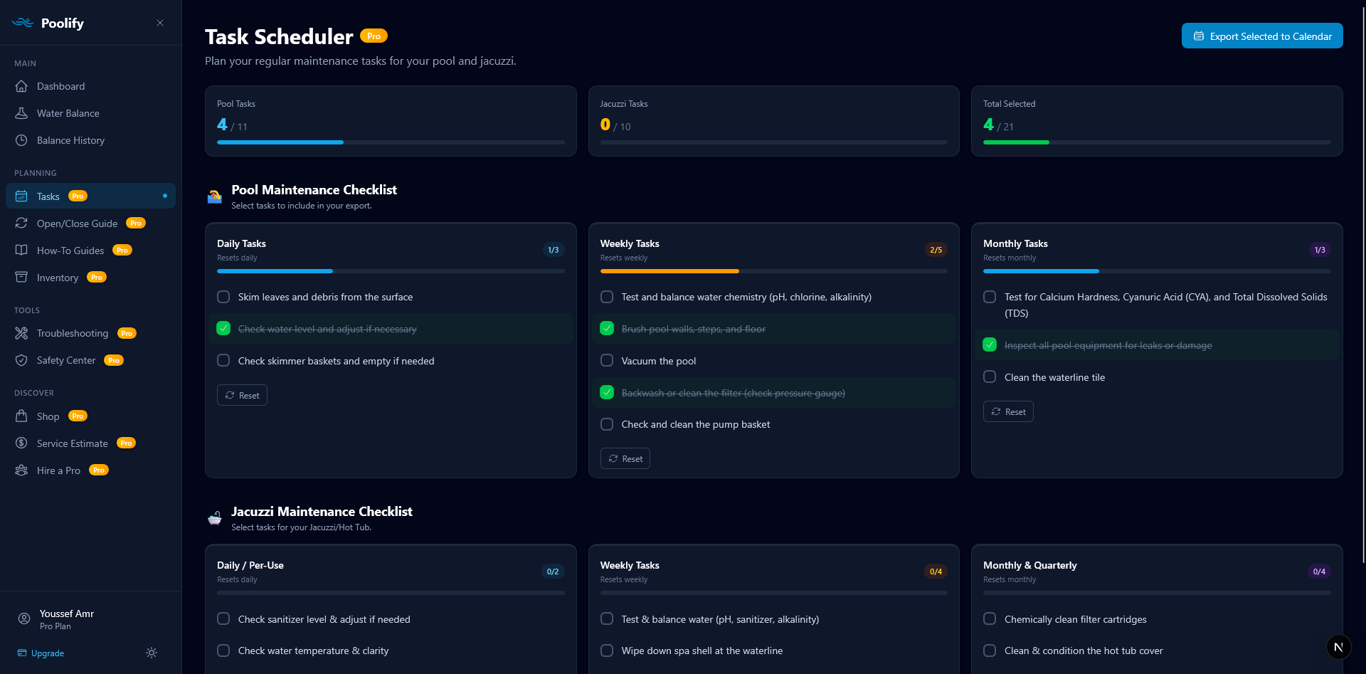 Task Scheduler — Pool Checklist