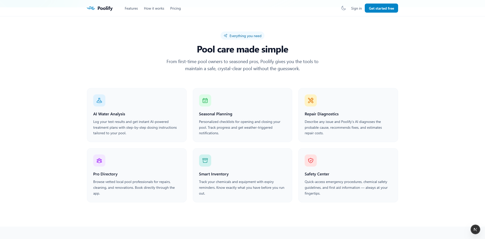Landing — Features