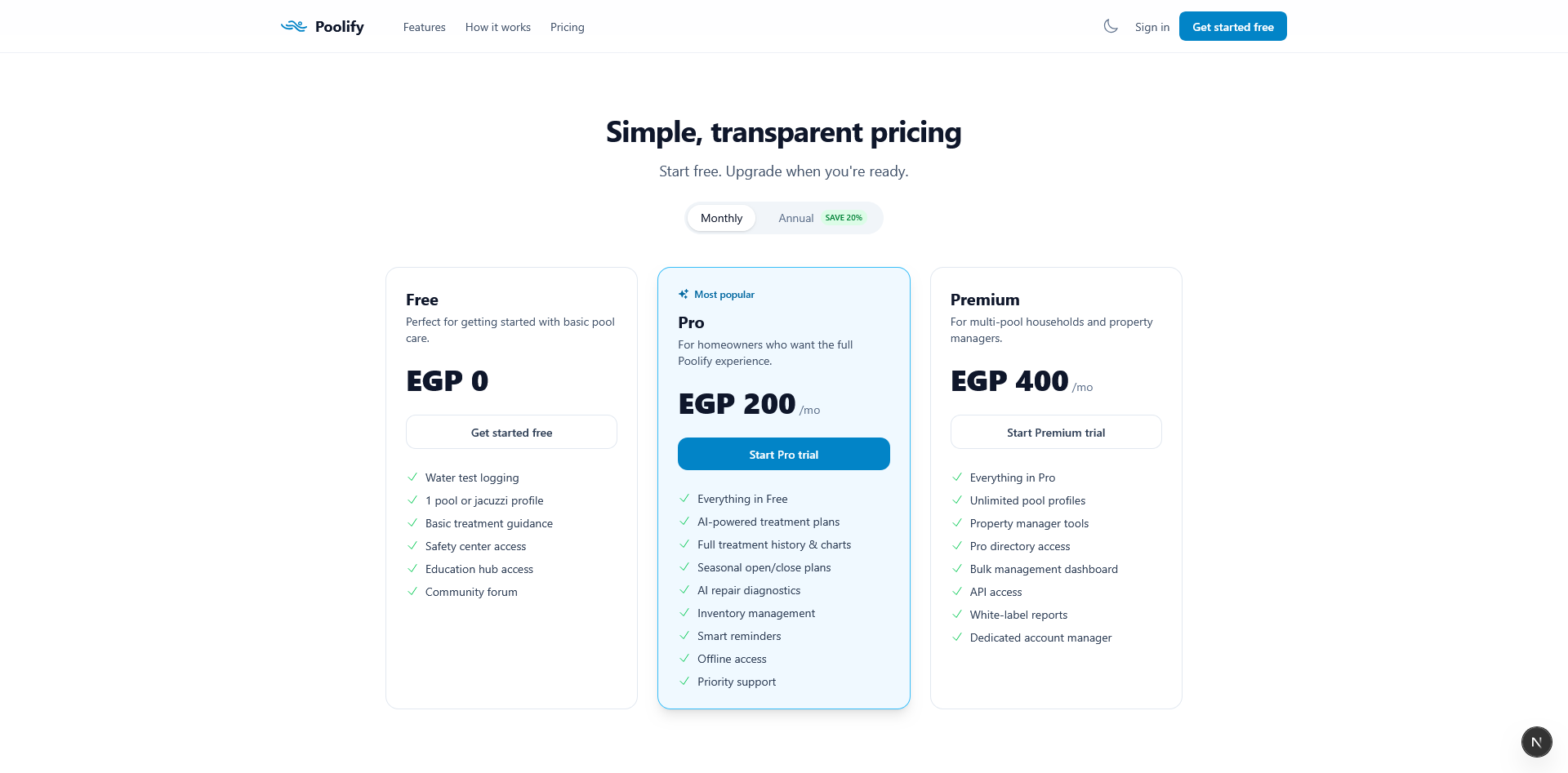 Landing — Pricing