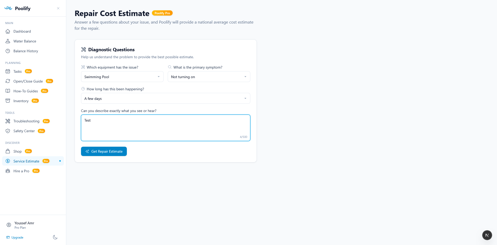 Service Estimate — Form