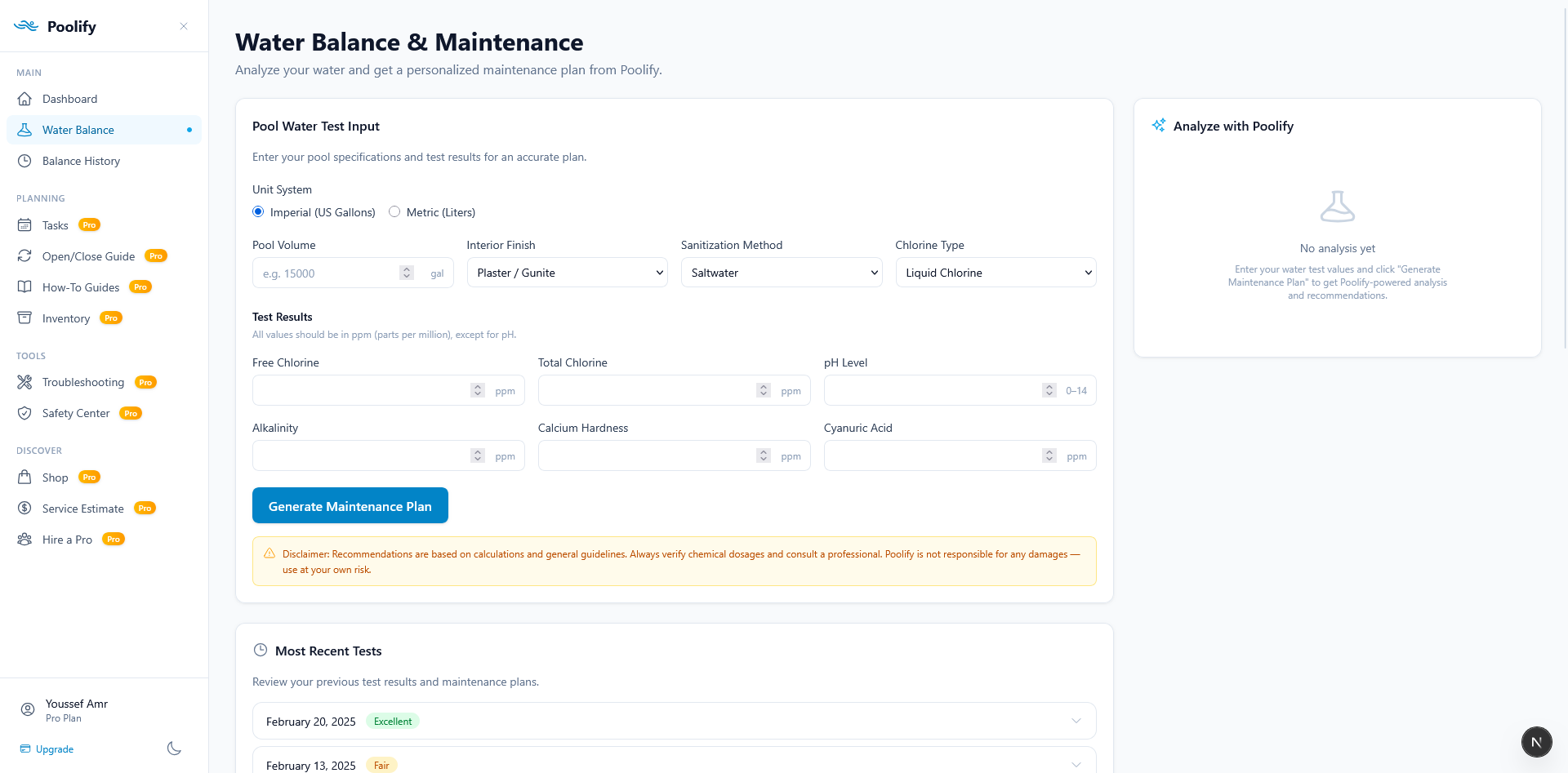 Water Balance — Input