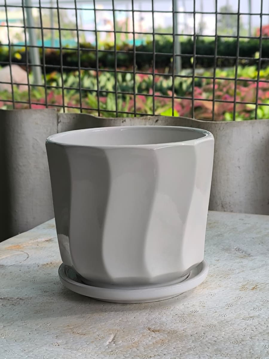 Vanam Astra Prism Ceramic Planter With Tray