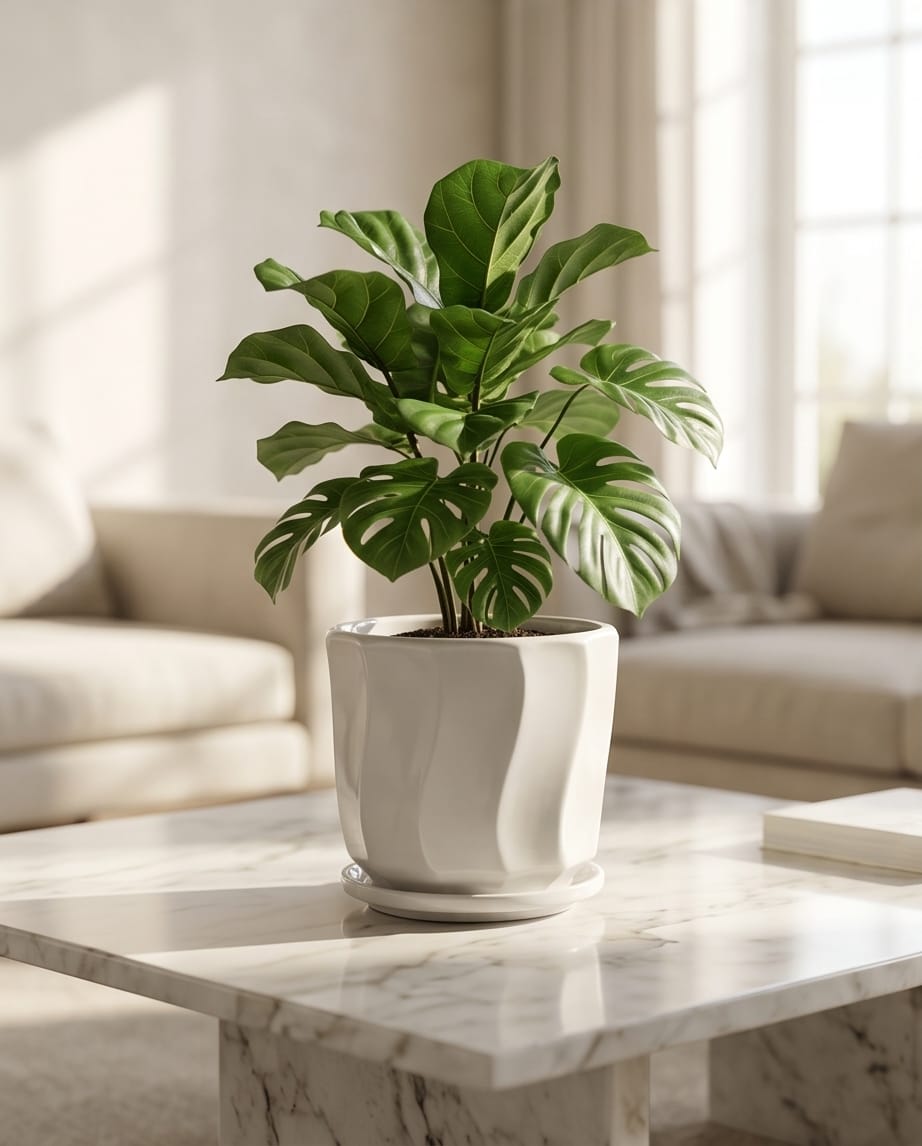 Vanam Astra Prism Ceramic Planter With Tray