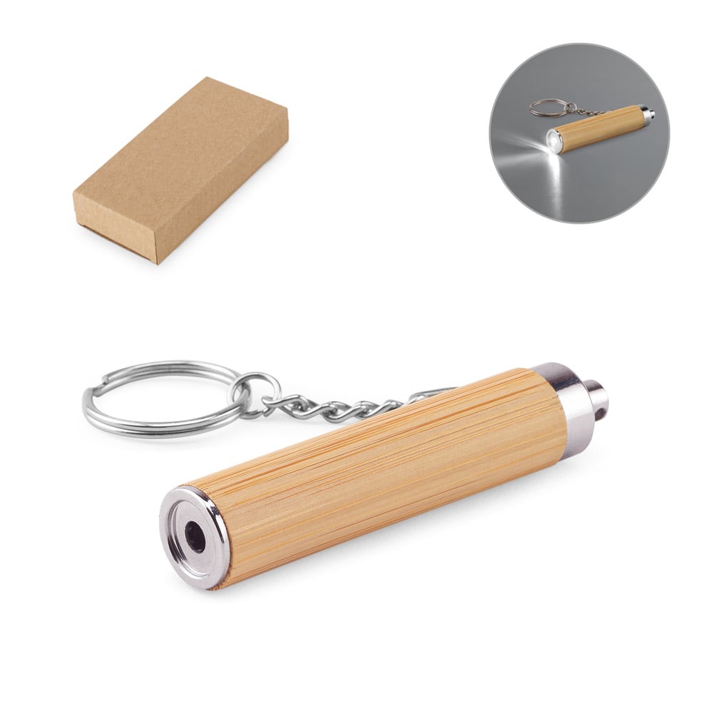 Chaveiro em Bambu com Lanterna LED — imagem 1