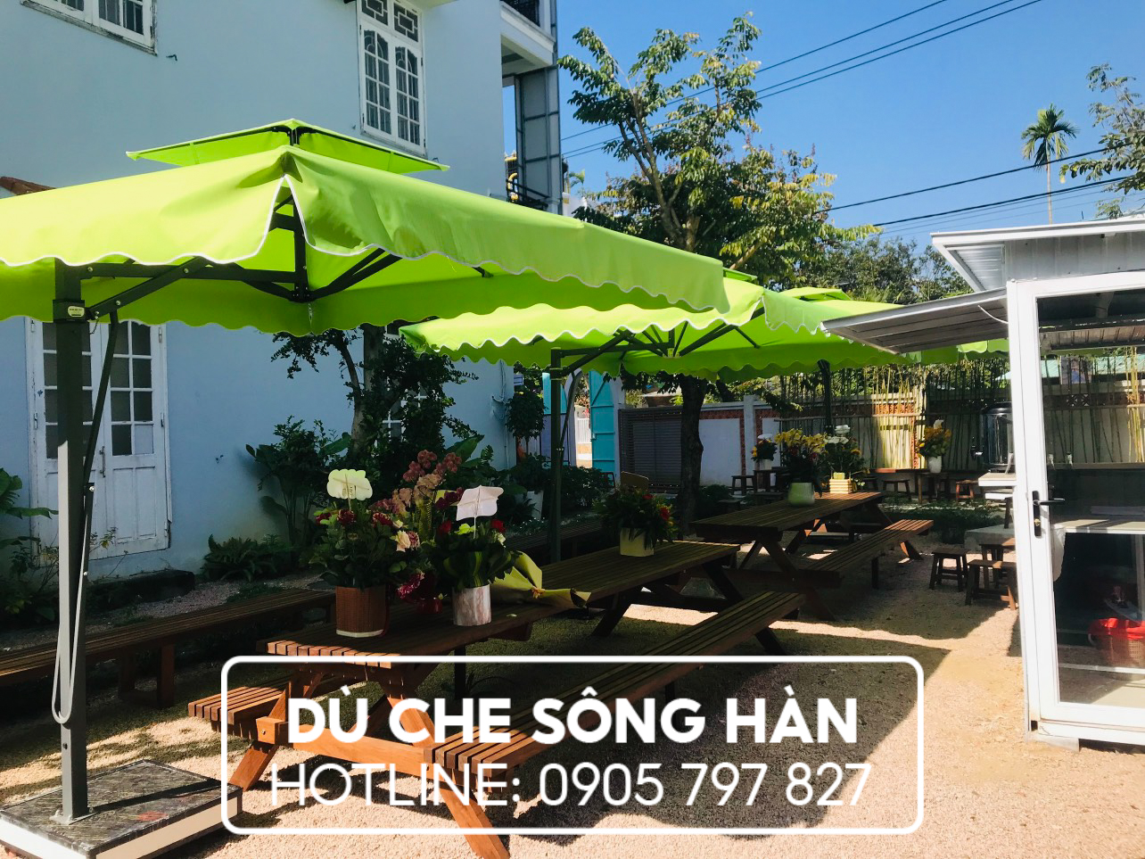 Dù che cho quá cà phê vỉ hè ở Đà Nẵng - Cung cấp, lắp đặt tận nơi theo yêu cầu