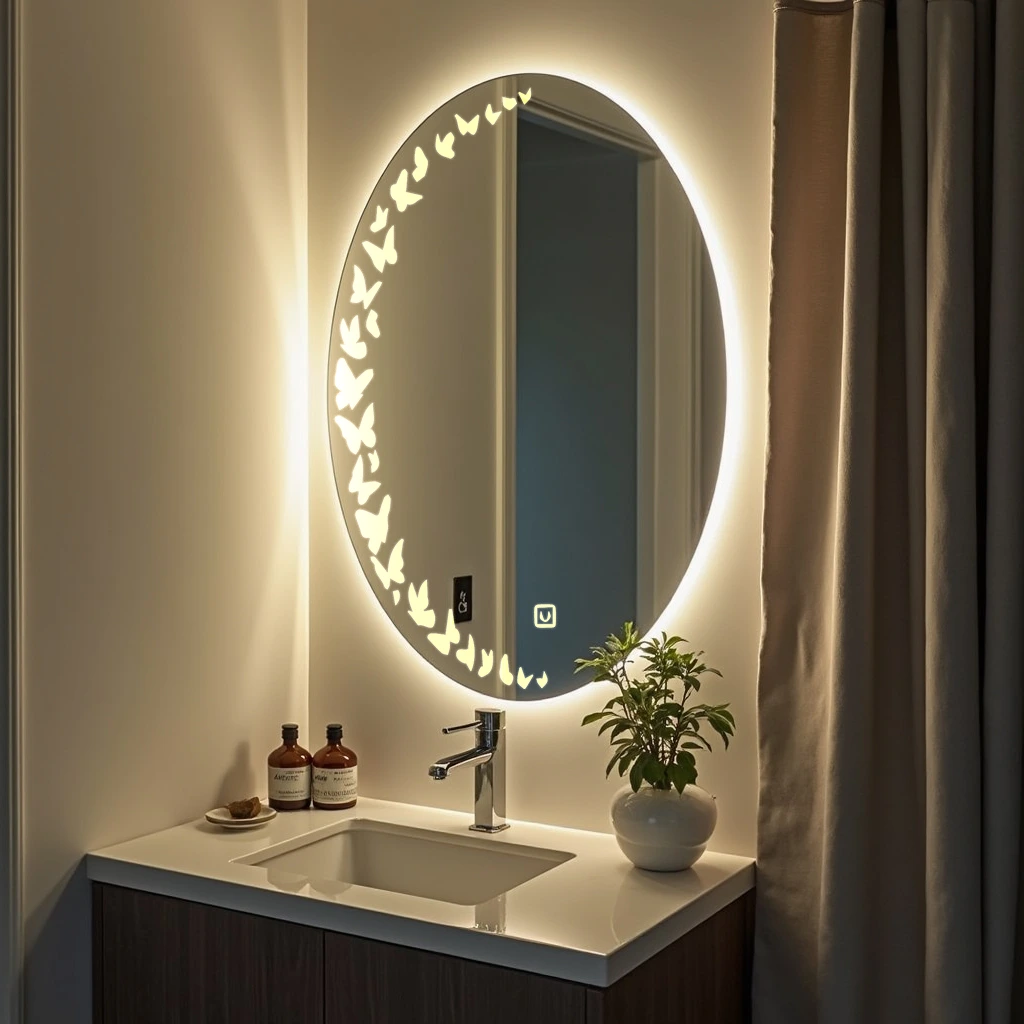 Oval LED Mirror with stars design around 46