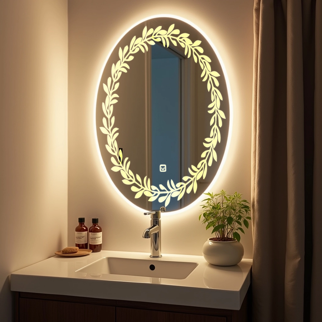 Oval LED Mirror with modern design along left to bottom 36