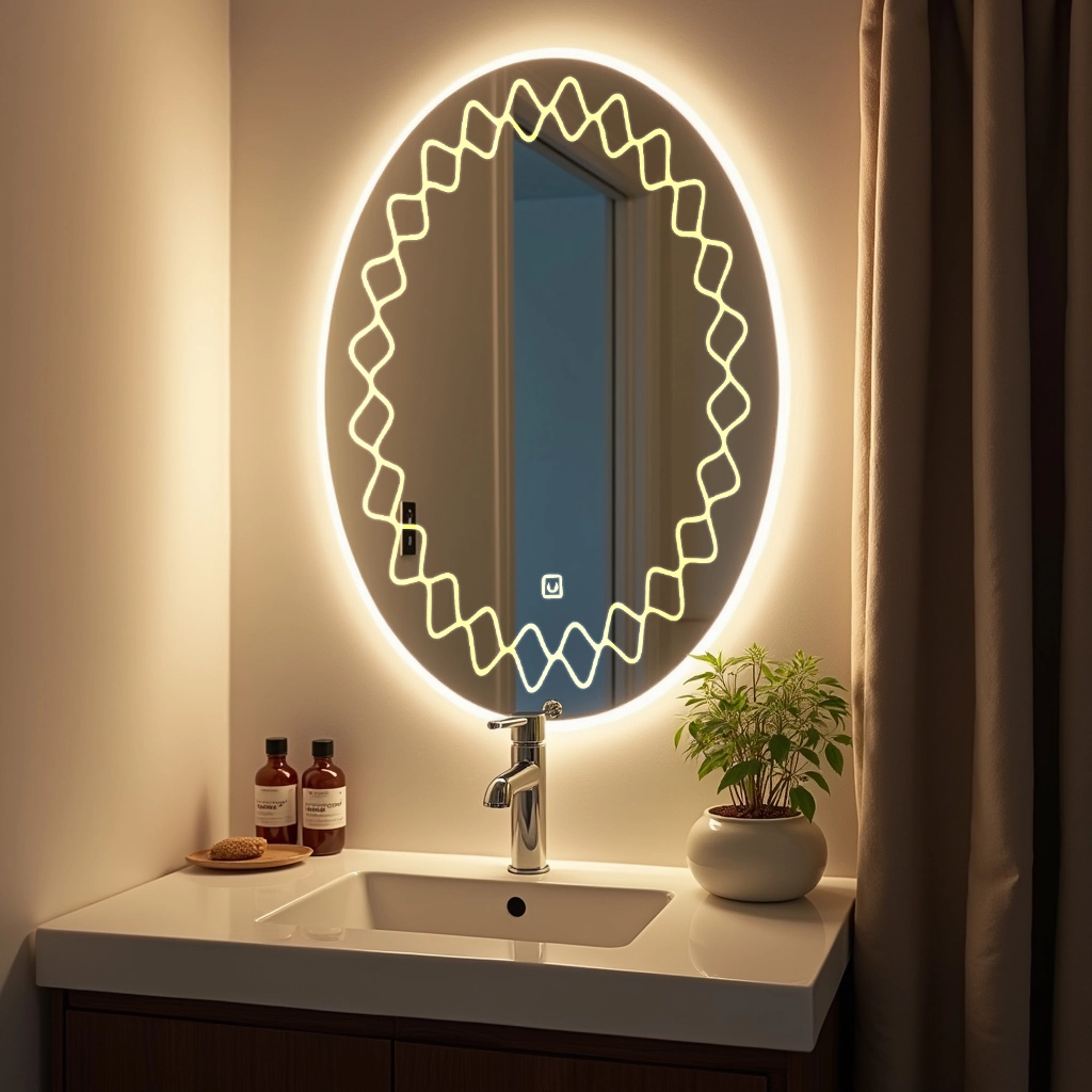 Oval LED Mirror with modern design around 32