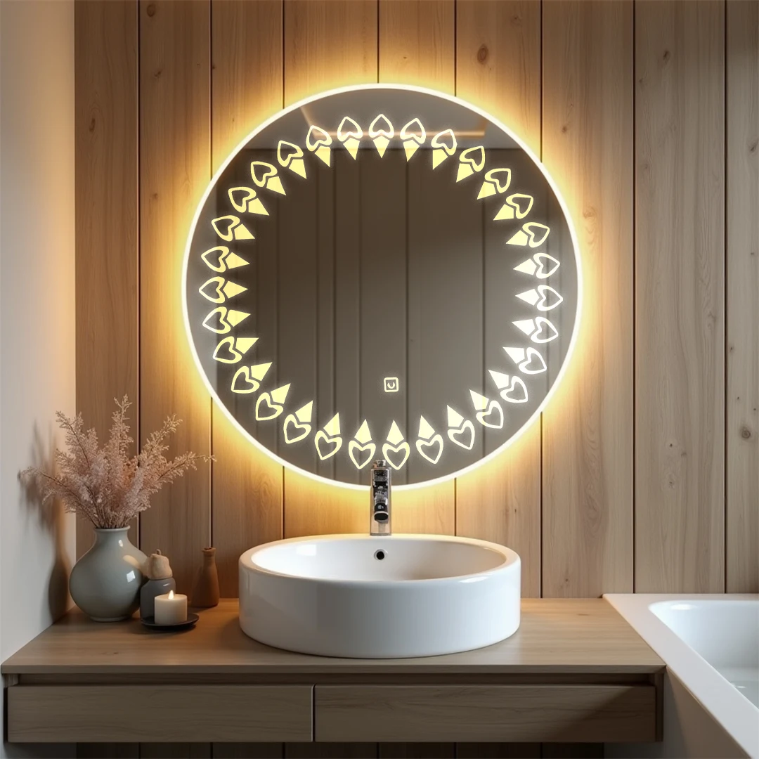 Plane Rounded LED Mirror with design backlight 16