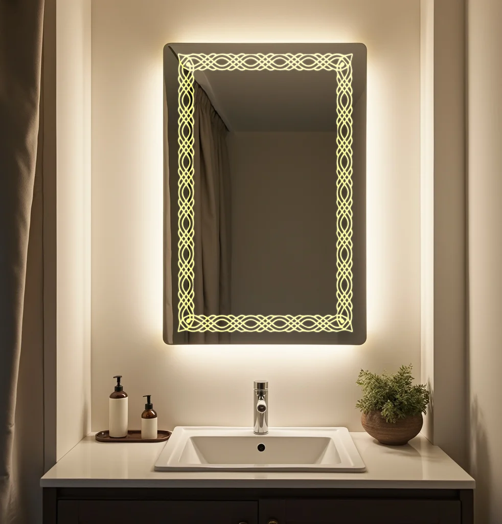 Rectangle LED Mirror with sparkle design on bottom 61