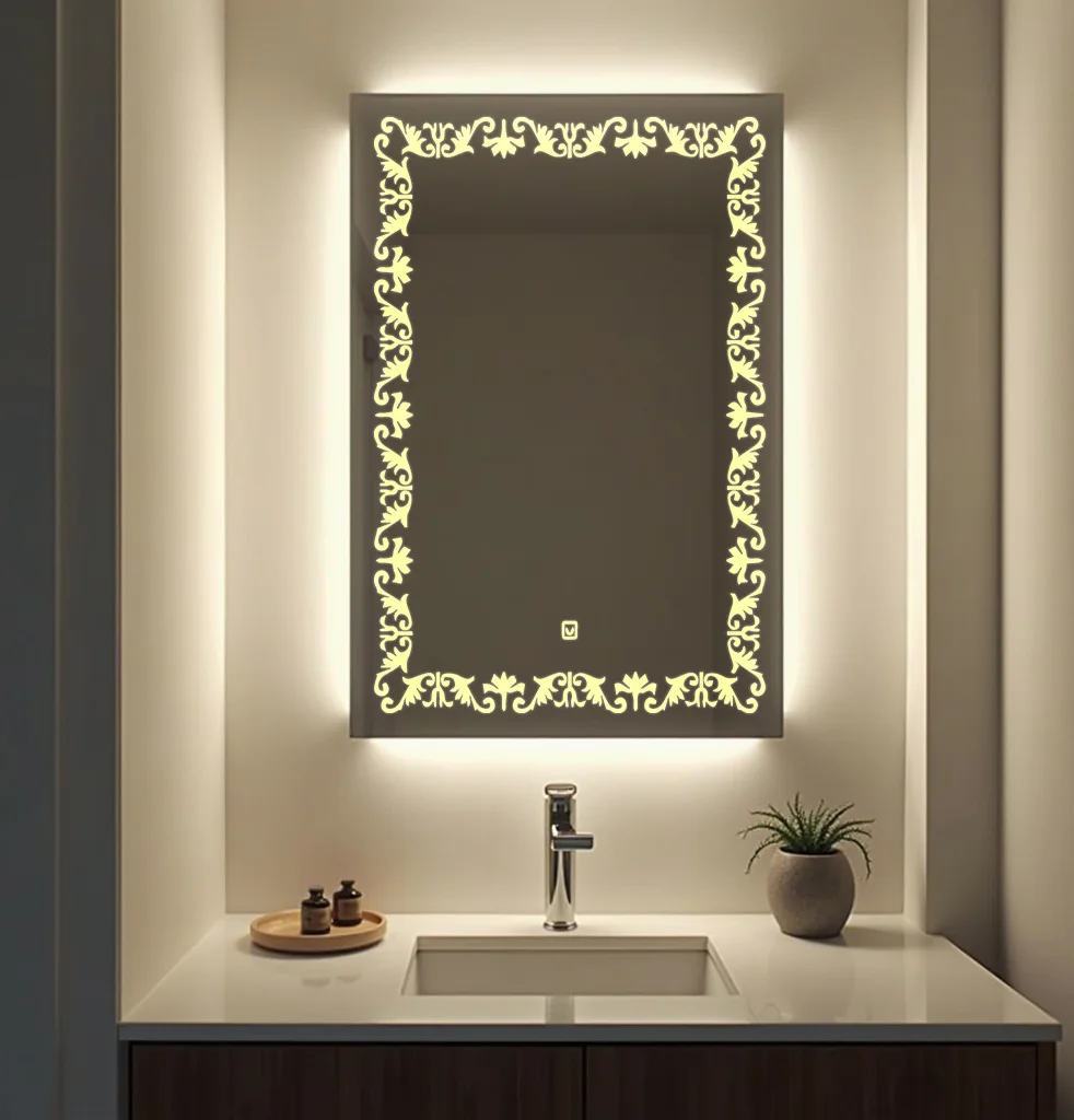 Rectangle LED Mirror with modern design on bottom 65