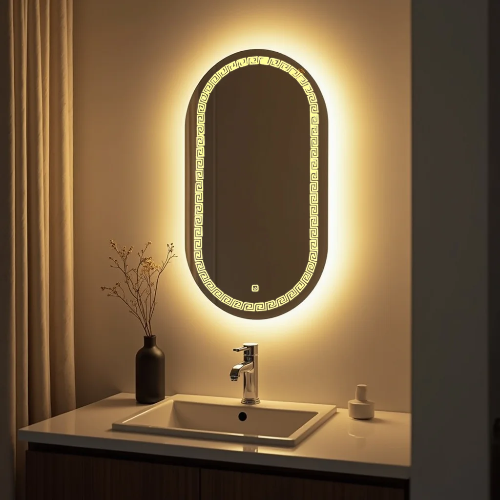 Capsule LED Mirror with flower design right to bottom 89