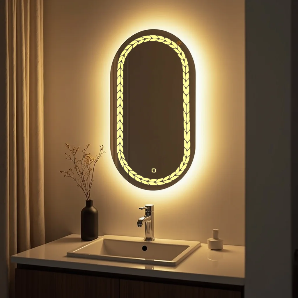 Capsule LED Mirror with flower design right to bottom 86