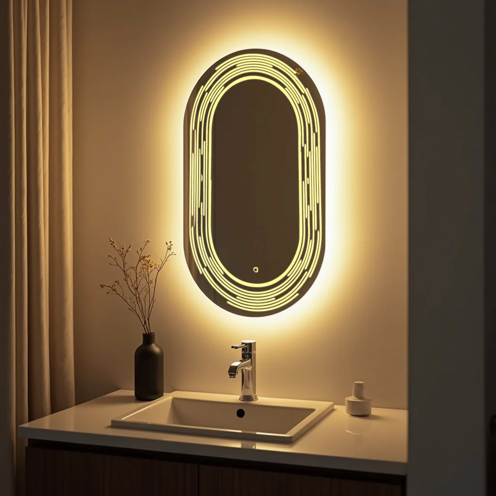 Capsule LED Mirror with flower design right to bottom 88