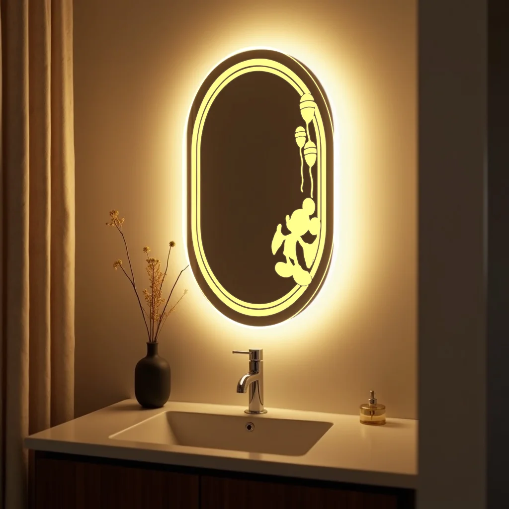 Capsule LED Mirror with flower design right to bottom 79