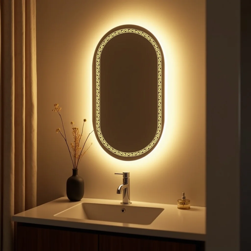 Capsule LED Mirror with flower design right to bottom 81