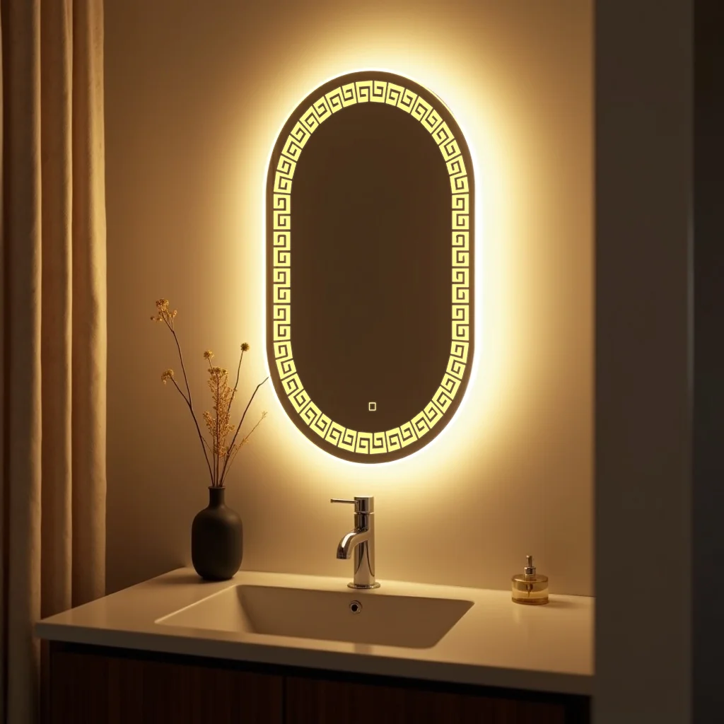 Capsule LED Mirror with flower design right to bottom 82