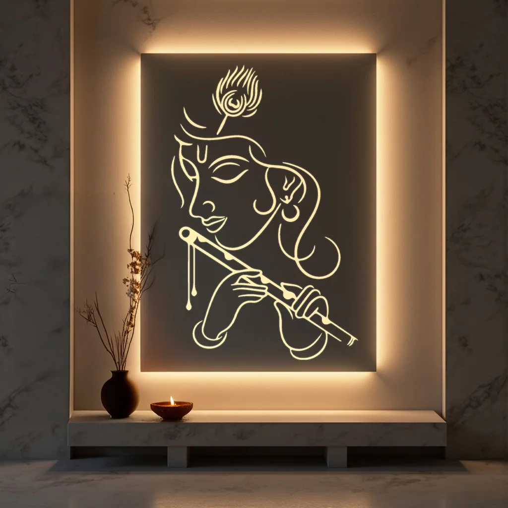 Rectngle Lord Krishna LED Mirror 92
