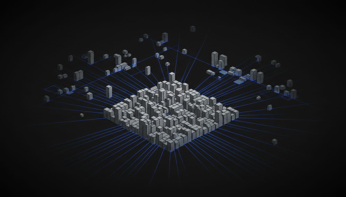 A city that keeps quietly sprawling outward beyond what any single watchman can see, while an automated system maps every new block the moment it appears