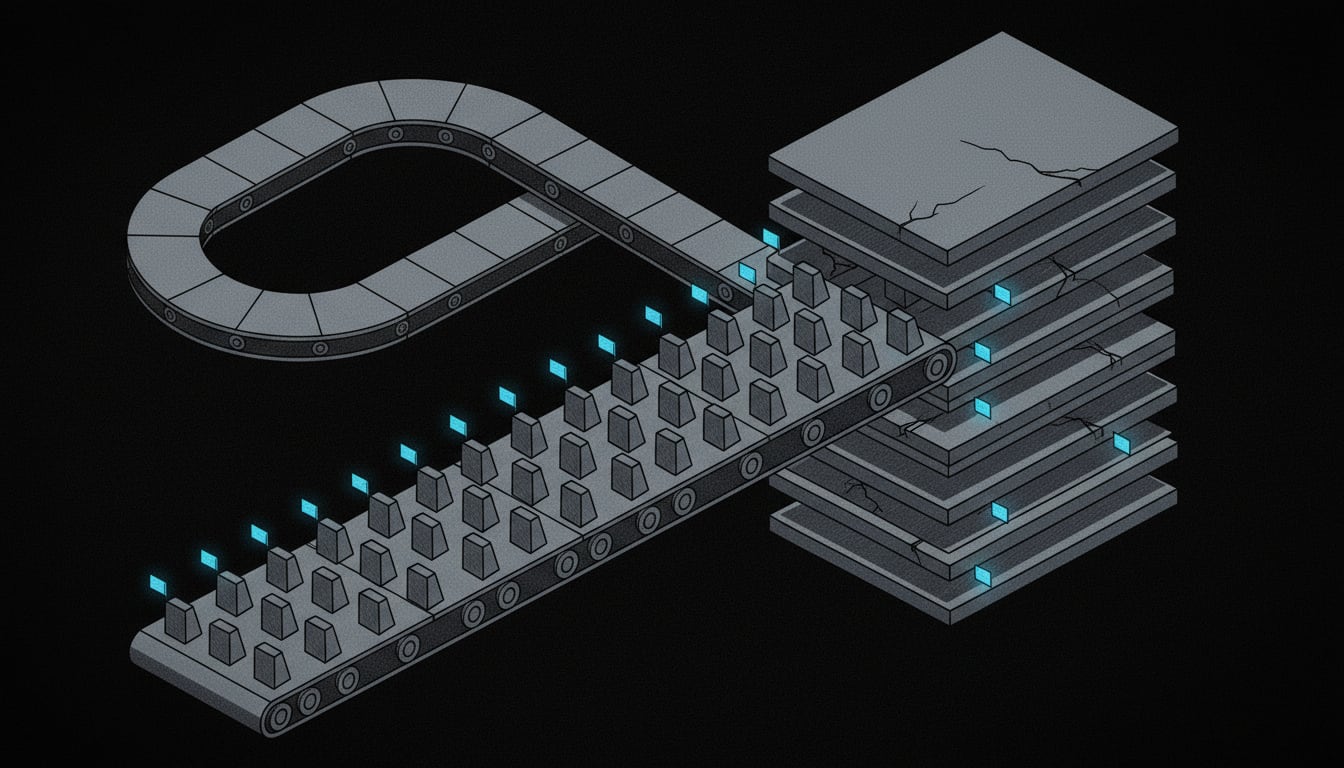 A relentless automated assembly line of attacks runs without pause, finding gaps in a defense before any human attacker could