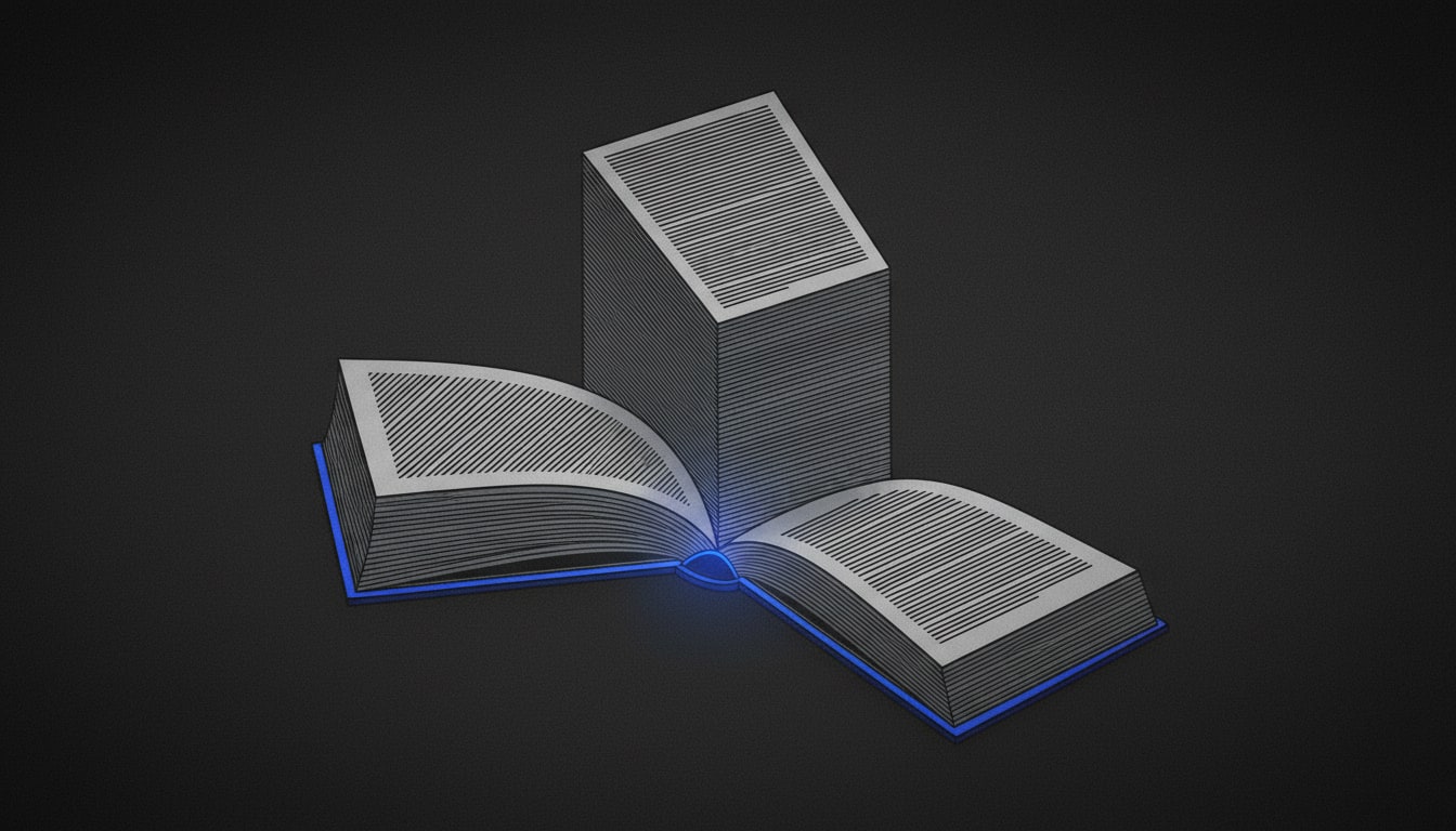 A single vast book, its pages fanning open and multiplying into parallel identical stacks — the same content reproduced simultaneously across many branches — showing how one source explodes into many languages through automated orchestration