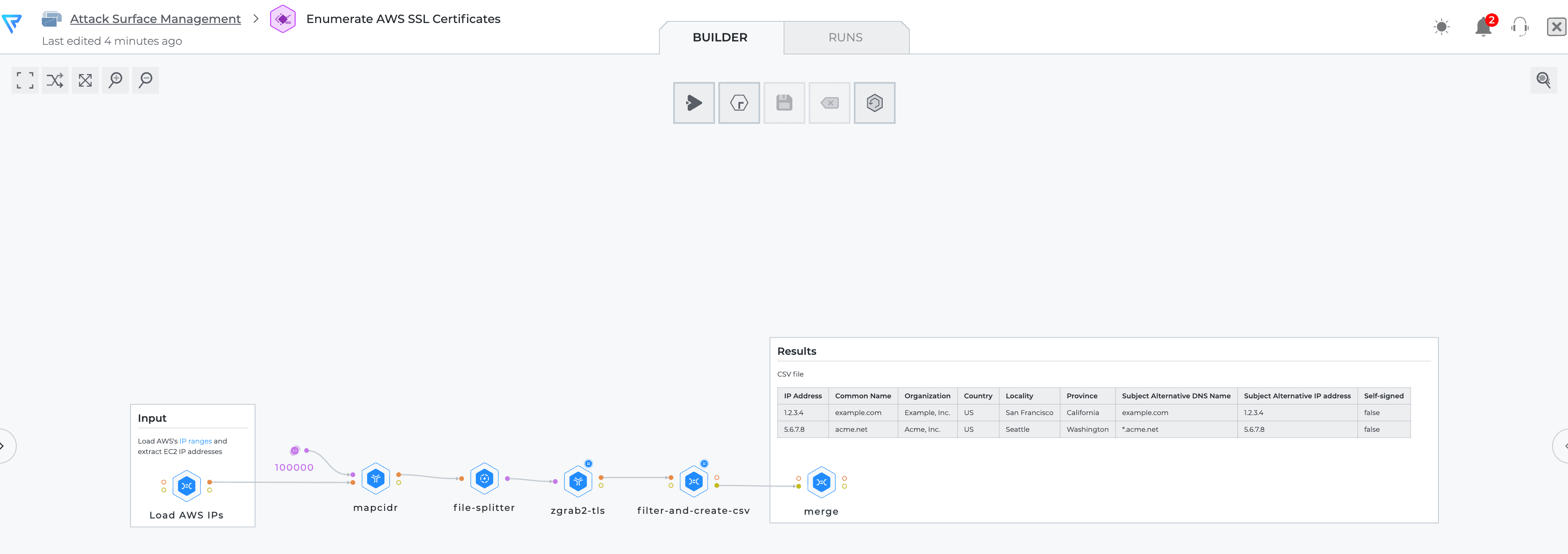 Trickest workflow editor with the light theme on