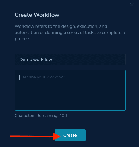 Creating a Workflow screen in Trickest