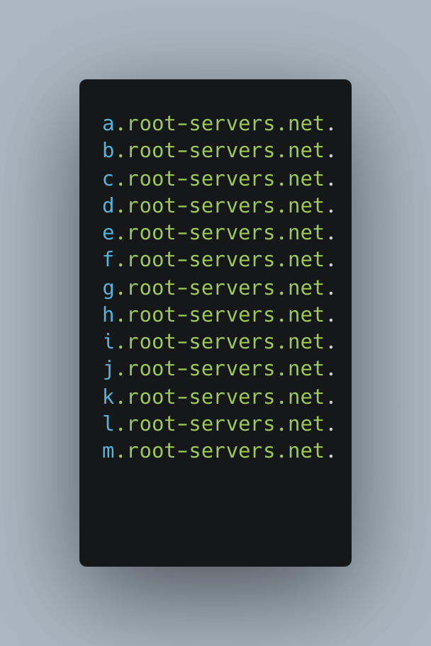 root servers.net in terminal